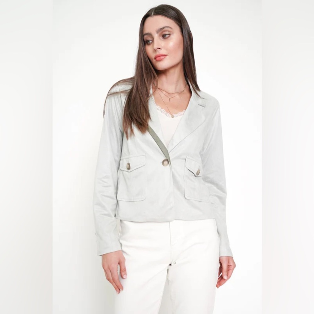 Mystree Soft Gray Women's Blazer - Picture 1 of 9